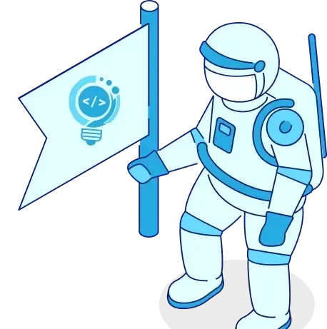 astronaut with a flag